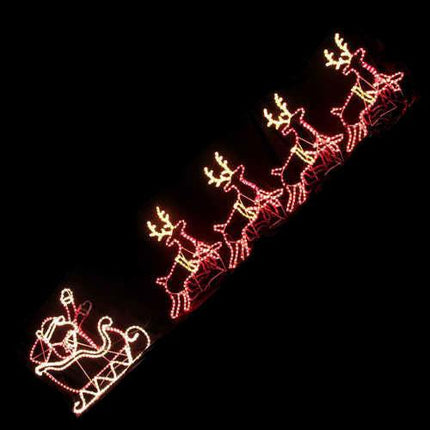 Samland LED SANTA RIDING 4 REINDEER DEER SLEIGH CHRISTMAS ROPE MOTIF LIGHT.