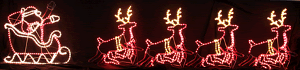 Samland LED SANTA RIDING 4 REINDEER DEER SLEIGH CHRISTMAS ROPE MOTIF LIGHT.