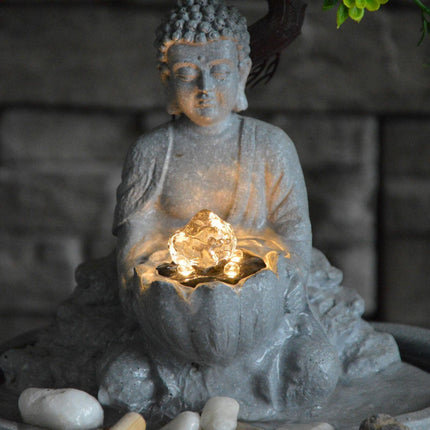 Samland JAPANESE MINIATURE ZEN BONSAI GARDEN WITH BUDDHA WATER FOUNTAIN.