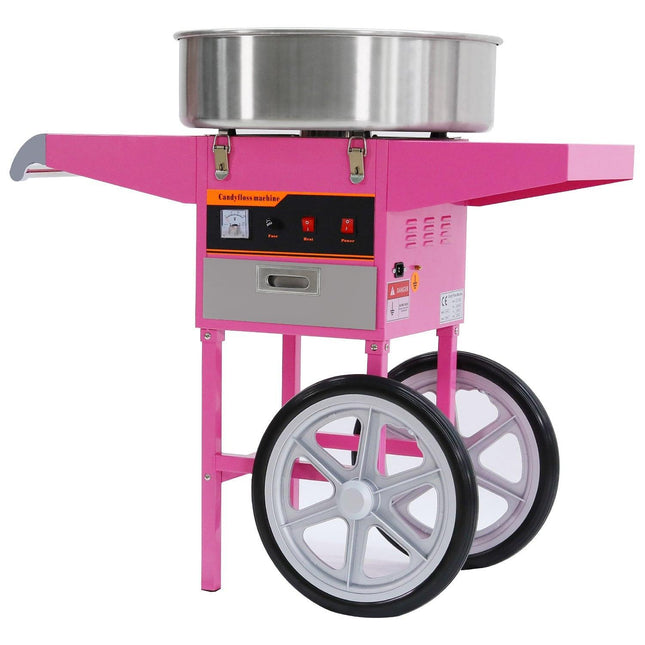Samland Commercial Fairy Floss Machine with Wheeled Cart.