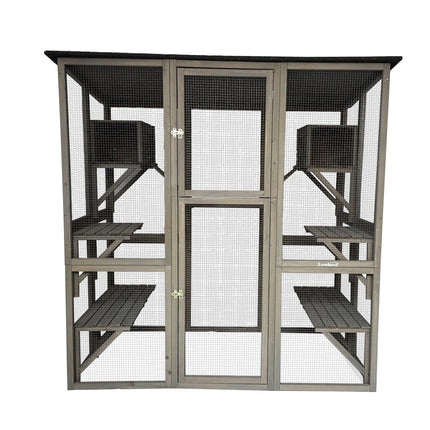 Samland Wooden Cat Cage Walk in Cat Condo House Kitten Ferret Enclosure Cage.