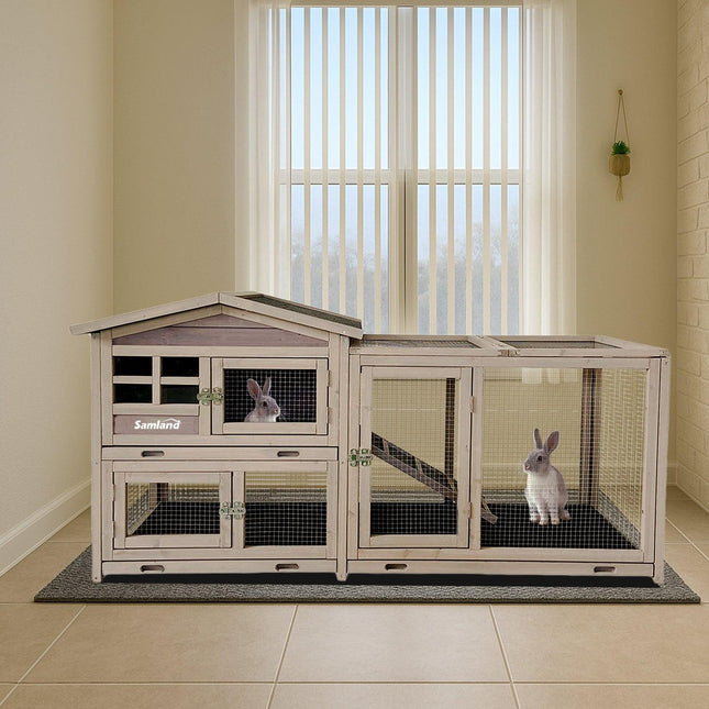 Samland Rabbit Hutch Cage Indoor and Outdoor Chicken Coop Guinea Pig Cage Bunny Cage Waterproof Roof.