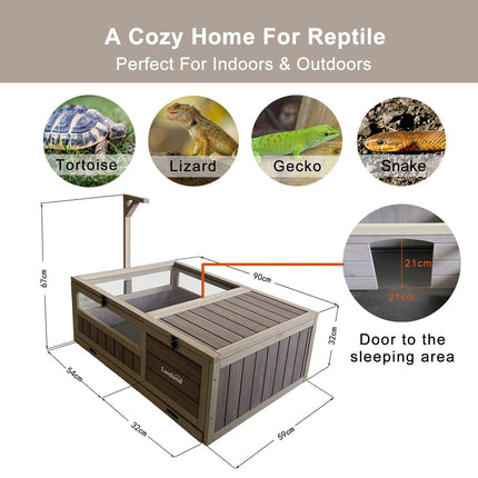 Samland Wooden Tortoise House Cage, Indoor Enclosure House Reptile Habitat Cage Box.