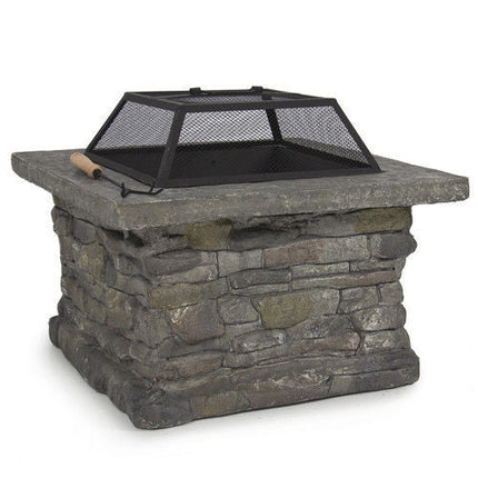 Samland STONE BASE OUTDOOR PATIO HEATER FIRE PIT TABLE WITH BBQ GRILL FIREPIT.