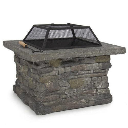 Samland STONE BASE OUTDOOR PATIO HEATER FIRE PIT TABLE WITH BBQ GRILL FIREPIT.