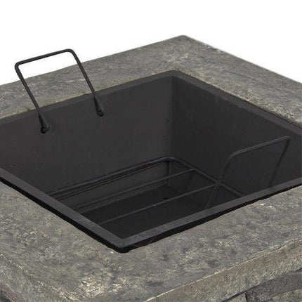 Samland STONE BASE OUTDOOR PATIO HEATER FIRE PIT TABLE WITH BBQ GRILL FIREPIT.
