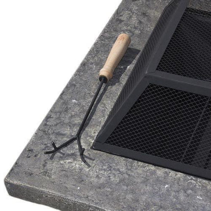 Samland STONE BASE OUTDOOR PATIO HEATER FIRE PIT TABLE WITH BBQ GRILL FIREPIT.