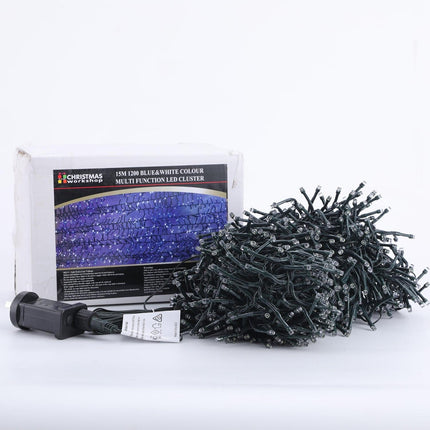 Samland 1200 Led Cluster Fairy Light Blue White For Christmas Decoration.