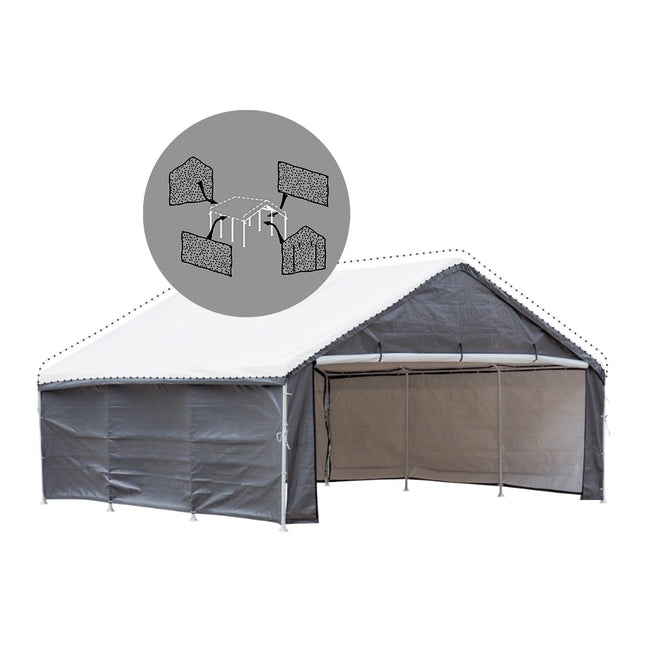 Samland Enclosure Kit (Side Wall Accessory Only) for Portable Double Carport Canopy 18x20FT.