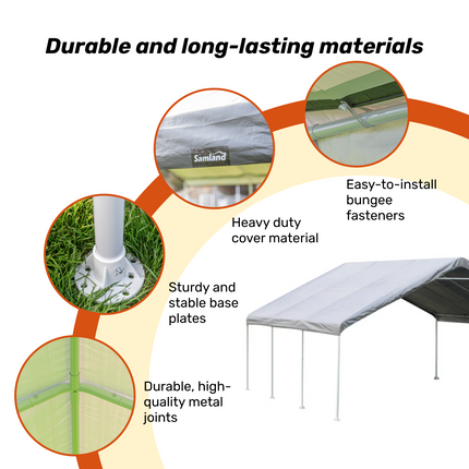 Samland Portable Carport Garage Shelter Canopy Double Size 18x20FT.