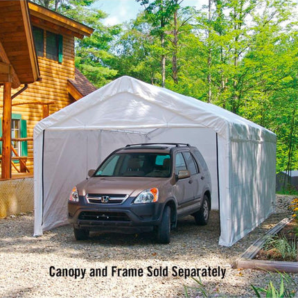 Samland Carport Wall for 10x20 ft Garage Shelter Canopy (PGS1107WALL) - White Wall Accessory Only.