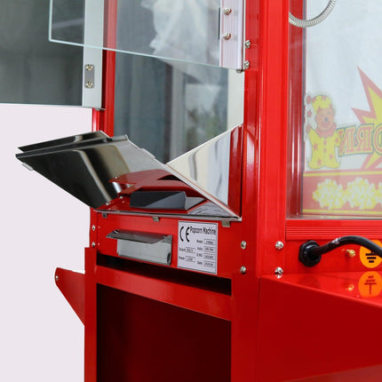 Samland 8OZ Popcorn Machine Maker on the Wheeled Cart Deck Warmer.