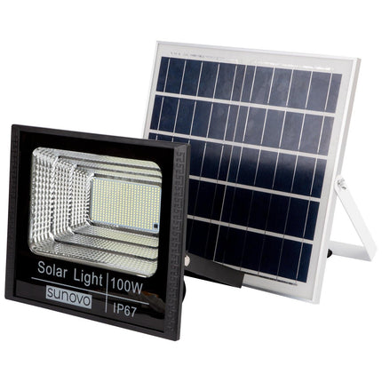 Samland 297 Led Solar Flood Light Outdoor with Remote Control 100W Cold White.