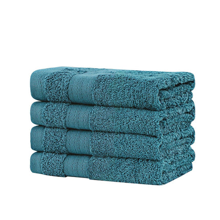Samland Premium Cotton Washcloths 4-Pack Quick-Dry Face Towels Set-Blue.