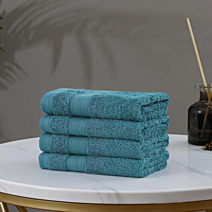 Samland Premium Cotton Washcloths 4-Pack Quick-Dry Face Towels Set-Blue.
