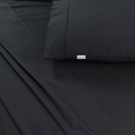 Elan Linen 100% Egyptian Cotton Vintage Washed 500TC Charcoal Queen Bed Sheets Set.