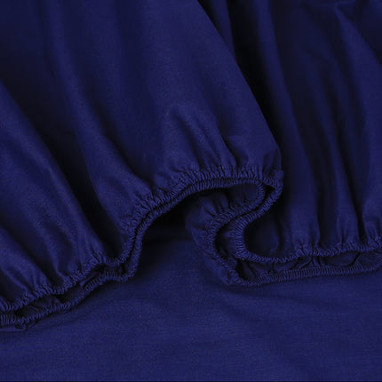 Elan Linen 100% Egyptian Cotton Vintage Washed 500TC Navy Blue Single Bed Sheets Set.