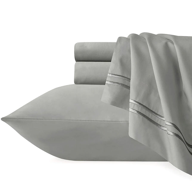 Strada Embroidered 1000 TC Egyptian Cotton Silver Charcoal Super King Sheet sets by Renee Taylor.