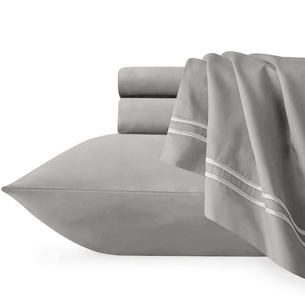 Strada Embroidered 1000 TC Egyptian Cotton Silver White Queen Quilt Cover Sets by Renee Taylor.