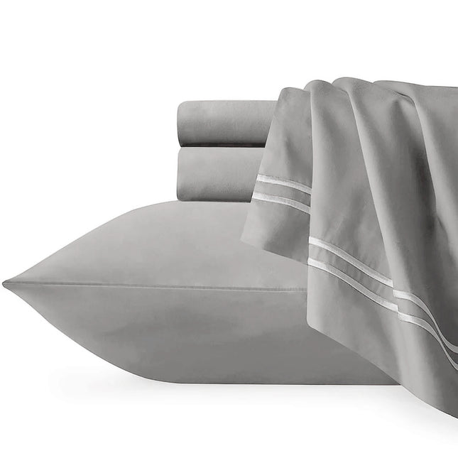 Strada Embroidered 1000 TC Egyptian Cotton Silver White Queen Quilt Cover Sets by Renee Taylor.