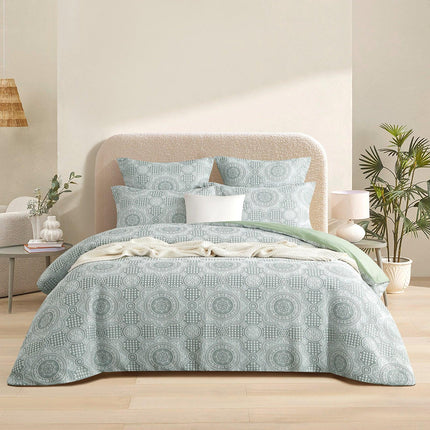 Rizz Sage Jacquard Double Quilt Cover Set by Renee Taylor.
