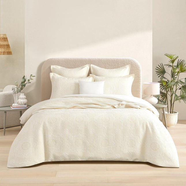 Dakota Beige Jacquard European Pillowcase by Renee Taylor.