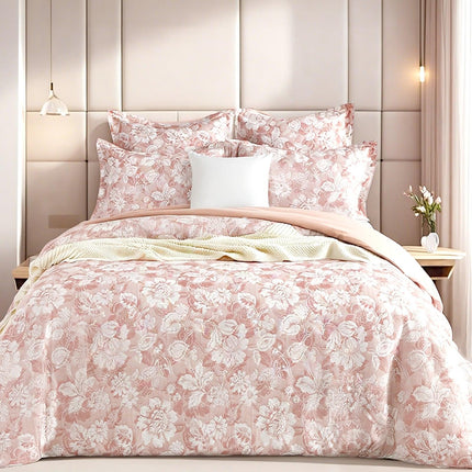 Aura Blush Jacquard Super King Quilt Cover Set by Renee Taylor.