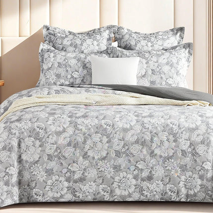Sigma Charcoal Jacquard King Quilt Cover Set by Renee Taylor.