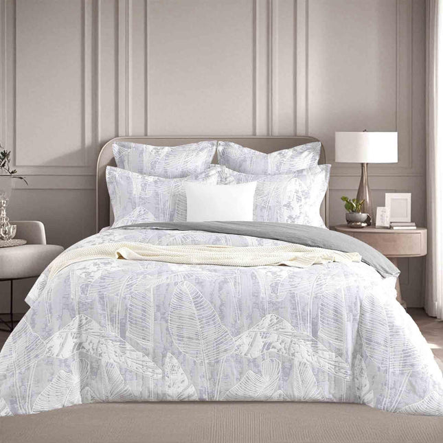 Grove Charcoal Jacquard Double Quilt Cover Set by Renee Taylor.