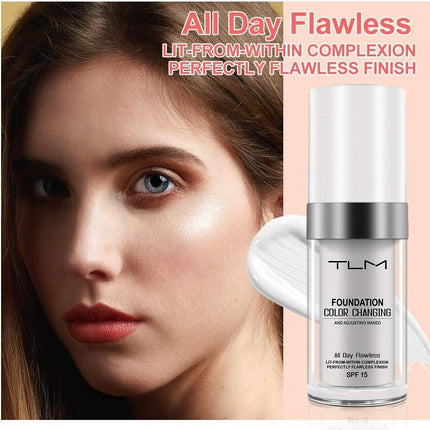 ReviGLam TLM Colour Changing Liquid Foundation Hides Wrinkles & Lines, BB Cream Makeup Base Concealer Cover Moisturizing Fluid for all Skin Tone SPF15, Pack of 2.