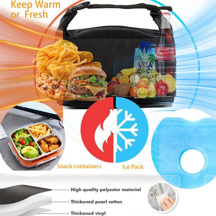 Stainless Steel Snack Box Container with Ice Pack & Lunch Bag for Man & Women - Bento Lunch Box Kit for School,office,Work,Travel,Camping, Reusable Lunch Meal Prep Containers Compartment Leak-Proof.