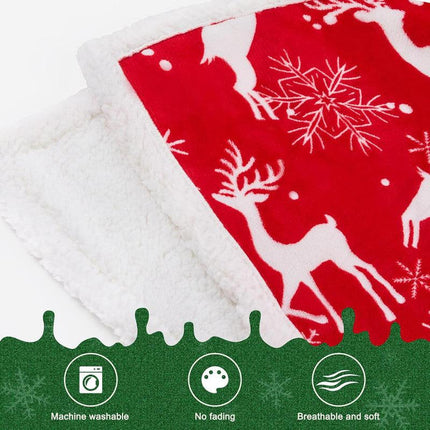 Christmas Throw Blanket, Christmas Decorations Gifts for Women, Sherpa Flannel Fleece Winter Holiday Blanket, Fluffy Cozy Soft Christams Throws for Couch Sofa Bed, Reindeer Stars, 50" X 60".