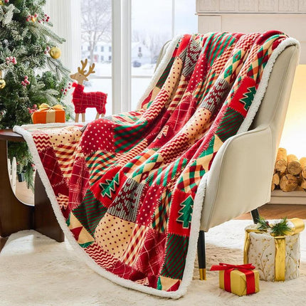 Christmas Throw Blanket, Christmas Decorations Gifts for Women, Sherpa Flannel Fleece Winter Holiday Blanket, Fluffy Cozy Soft Christams Throws for Couch Sofa Bed, DoubleDeer, 50" X 60".