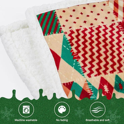 Christmas Throw Blanket, Christmas Decorations Gifts for Women, Sherpa Flannel Fleece Winter Holiday Blanket, Fluffy Cozy Soft Christams Throws for Couch Sofa Bed, DoubleDeer, 50" X 60".