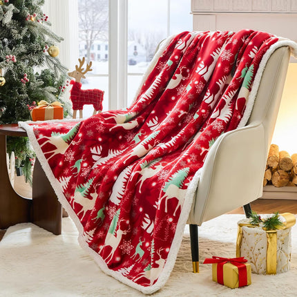 Christmas Throw Blanket, Christmas Decorations Gifts for Women, Sherpa Flannel Fleece Winter Holiday Blanket, Fluffy Cozy Soft Christams Throws for Couch Sofa Bed, ChristamsRhombus, 50" X 60".