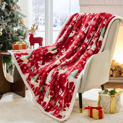Christmas Throw Blanket, Christmas Decorations Gifts for Women, Sherpa Flannel Fleece Winter Holiday Blanket, Fluffy Cozy Soft Christams Throws for Couch Sofa Bed, ChristamsRhombus, 50" X 60".