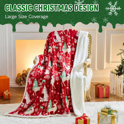 Christmas Throw Blanket, Christmas Decorations Gifts for Women, Sherpa Flannel Fleece Winter Holiday Blanket, Fluffy Cozy Soft Christams Throws for Couch Sofa Bed, ChristamsRhombus, 50" X 60".