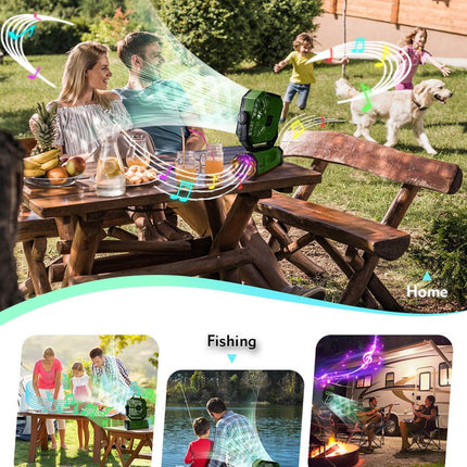 20000mAh Portable Camping Fan, Rechargeable Battery Operated Oscillating Camp Tent Fan W/Remote control, 4 Speeds, LED lights & 360° Rotation Hook for Outdoor RV Travel Green.