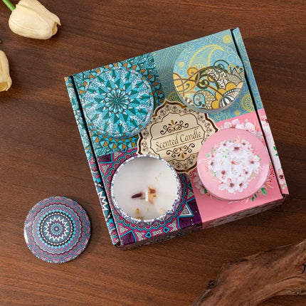 4 Pack Scented Candles Gifts for Women: Aromatherapy Candle Set, Soy Candles for Home Scented, Up to 120H Burning, Candle Gift Set for Bath Meditation Birthday, Diwali, Thanksgiving, Christmas Gifts.