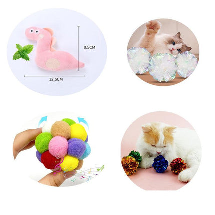 Pet Products Cat Toys,Interactive Kitten Toy for Indoor Kitty Exercise 14 Piece with Fish Catnip Spiral Spring, Tube, Crinkle Balls Helps Reduce Stress & Provide Anxiety Relief for Cats.