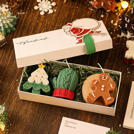 3PCS Christmas Scented Candle Gift Set - Elk, Tree, Gingerbread Man, Glove Shaped for Women, Xmas Home Decor, Party, Bedroom, Table Decorations.