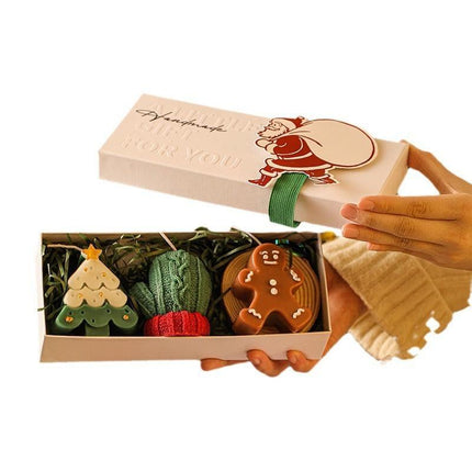 3PCS Christmas Scented Candle Gift Set - Elk, Tree, Gingerbread Man, Glove Shaped for Women, Xmas Home Decor, Party, Bedroom, Table Decorations.