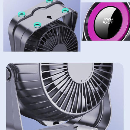 Desk Fan, Small Quiet LED Display Portable Table Fans, 180°Tilt, 100 Speeds, 5 Modes, Rechargeable 4000mAh Battery Operated USB Fan For Office, Bedroom, Outdoor(gray)Christmas Gifts.