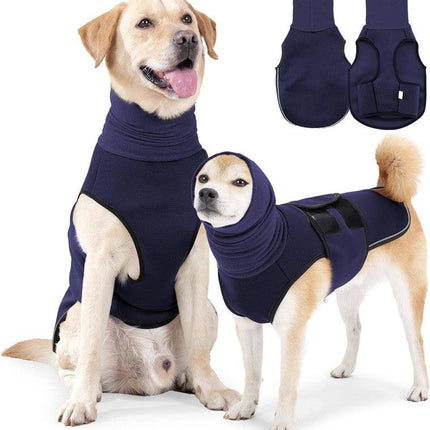 Pet Products Dog Anxiety Vest and Coat, Vet Visits and Separation - Keep Pet Calm, Dog Jacket for Thunder, Fireworks, Anti Anxiety Vest for Dogs and Cat Body and Ear，Dark blue，XS.