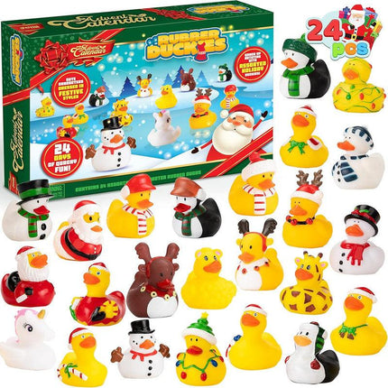 2025 Advent Calendar Christmas Ducks - 24pcs Rubber Duck Advent Calendar 24 Days of Christmas Countdown Toys for Christmas Gifts Party Favors Kids Toddlers Random Duck Gift Box.
