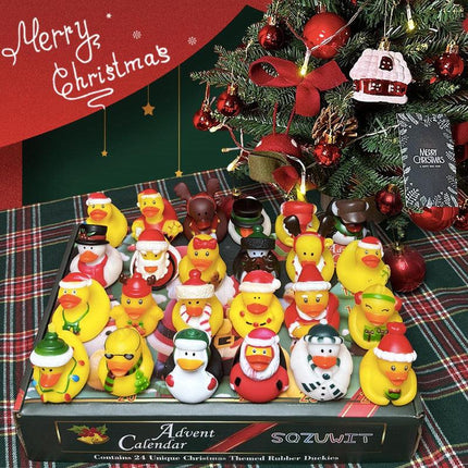 2025 Advent Calendar Christmas Ducks - 24pcs Rubber Duck Advent Calendar 24 Days of Christmas Countdown Toys for Christmas Gifts Party Favors Kids Toddlers Random Duck Gift Box.