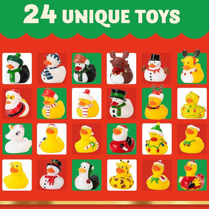 2025 Advent Calendar Christmas Ducks - 24pcs Rubber Duck Advent Calendar 24 Days of Christmas Countdown Toys for Christmas Gifts Party Favors Kids Toddlers Random Duck Gift Box.