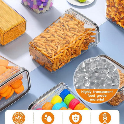 Airtight Food Storage Containers with Lids, 8 PCS Kitchen and Pantry Organization Canisters, BPA-Free, PVC-Free, Food-grade Plastic Leak-proof Jars for Cereal, Flour, Sugar, Extra 8 Labels & Marker.