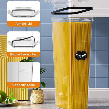 Airtight Food Storage Containers with Lids, 8 PCS Kitchen and Pantry Organization Canisters, BPA-Free, PVC-Free, Food-grade Plastic Leak-proof Jars for Cereal, Flour, Sugar, Extra 8 Labels & Marker.