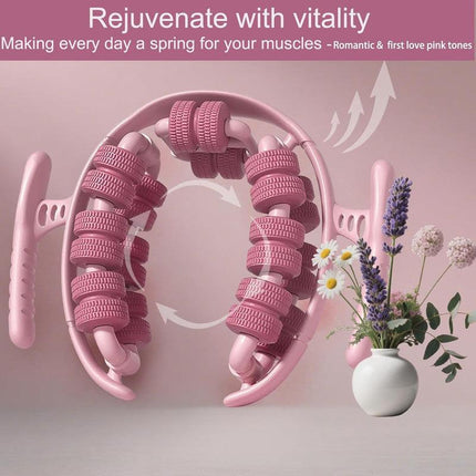 Lymphatic Drainage Massager,Cellulite Massage Roller,Body Sculpting Machine，Thighs Massager, Manual Leg Roller，Relaxing Muscles,360 °28 Wheels Anti Cellulite Roller for Legs (Pink).